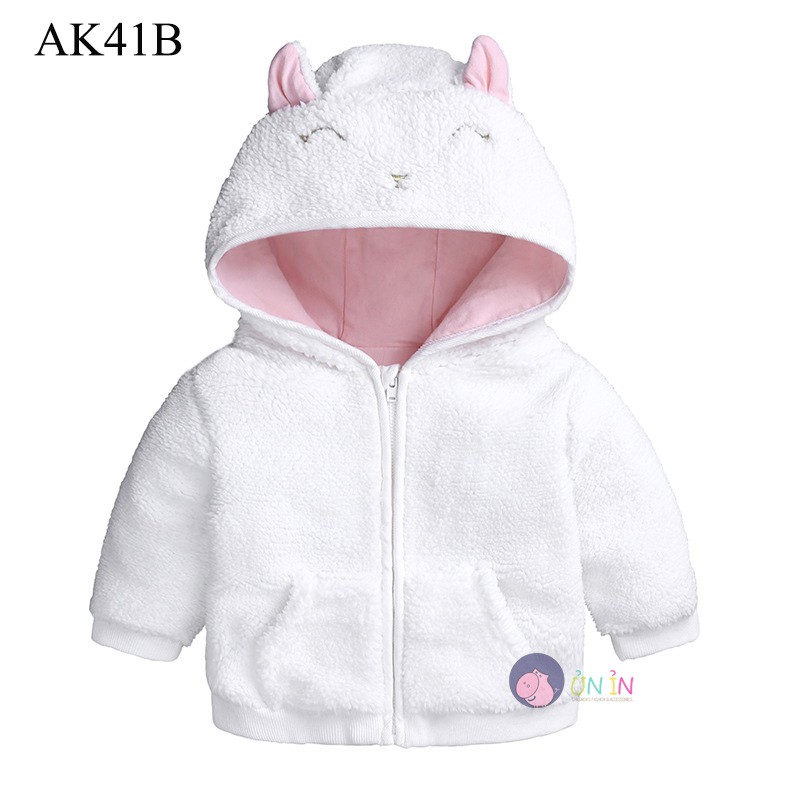 Áo Khoác Chống Lạnh Cho Bé Gái Hình Thỏ Có Nón Đẹp Mắt AK41