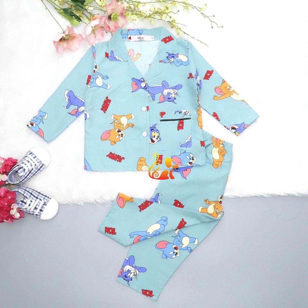 Đồ Bộ Mặc Nhà "Mèo - Chuột" Pijama Kate Thái Quần Dài - Cho Bé 8-42kg.