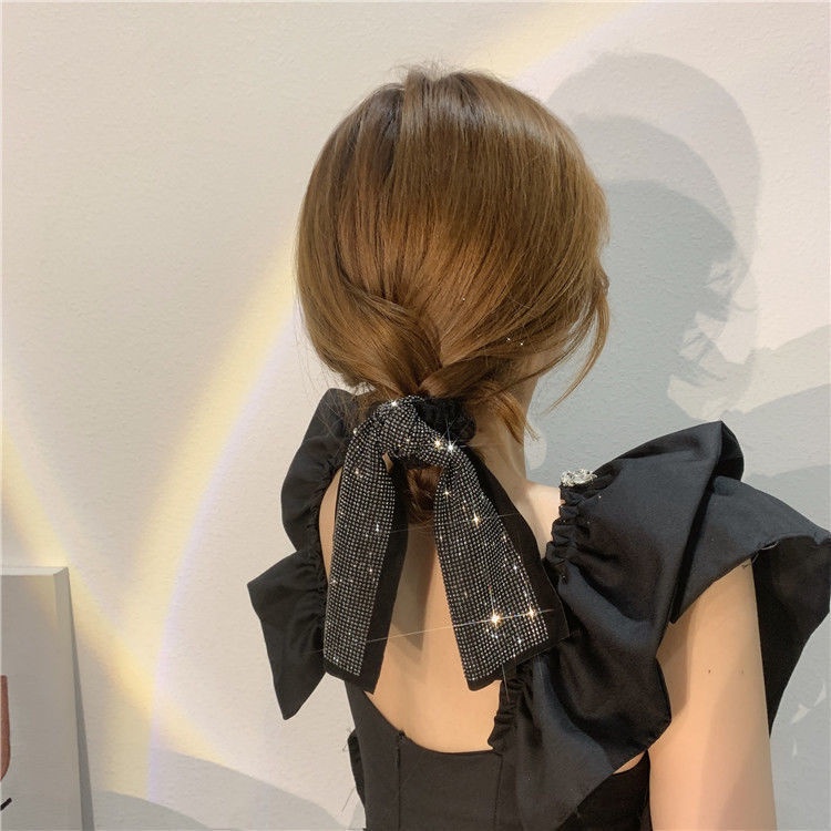 Kẹp Tóc Nơ Lớn Màu Đen Lấp Lánh 2022