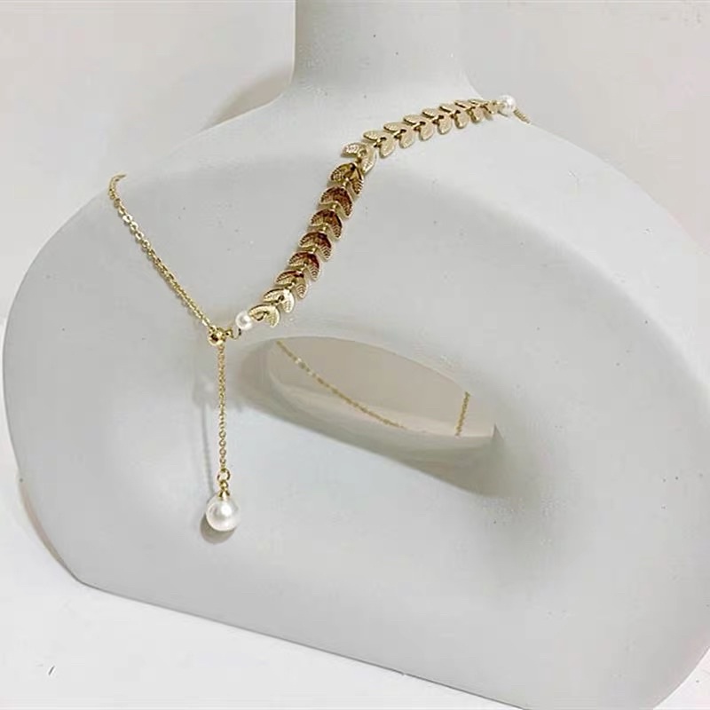 Dây chuyền bạc 925 nữ hình lá lúa tiểu thư-[Dahlias-dây chuyền nữ]