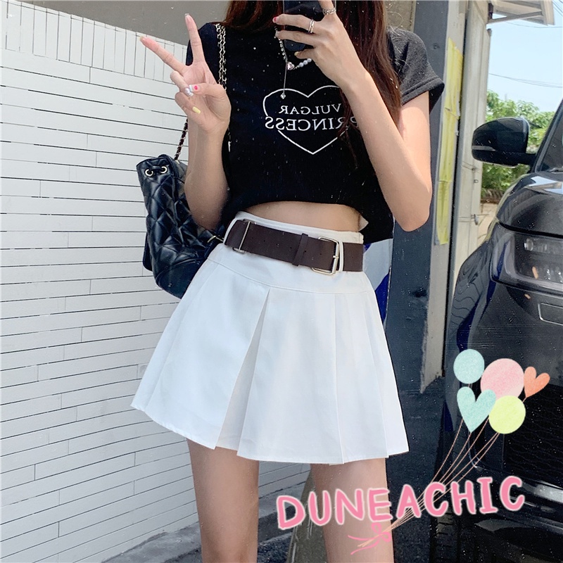 Chân Váy Ngắn Xếp Ly Phối Thắt Lưng Kiểu Retro Dễ Thương Cho Nữ