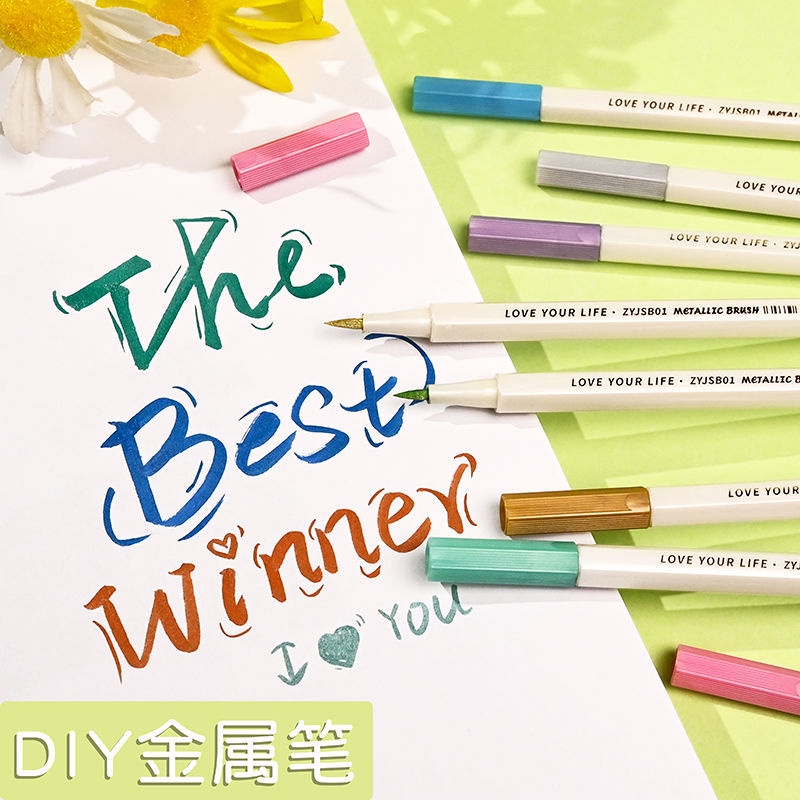 Bút đánh dấu màu ánh kim 12 màu sắc tùy chọn trang trí sổ tay tiện dụng cho trường học/văn phòng diy