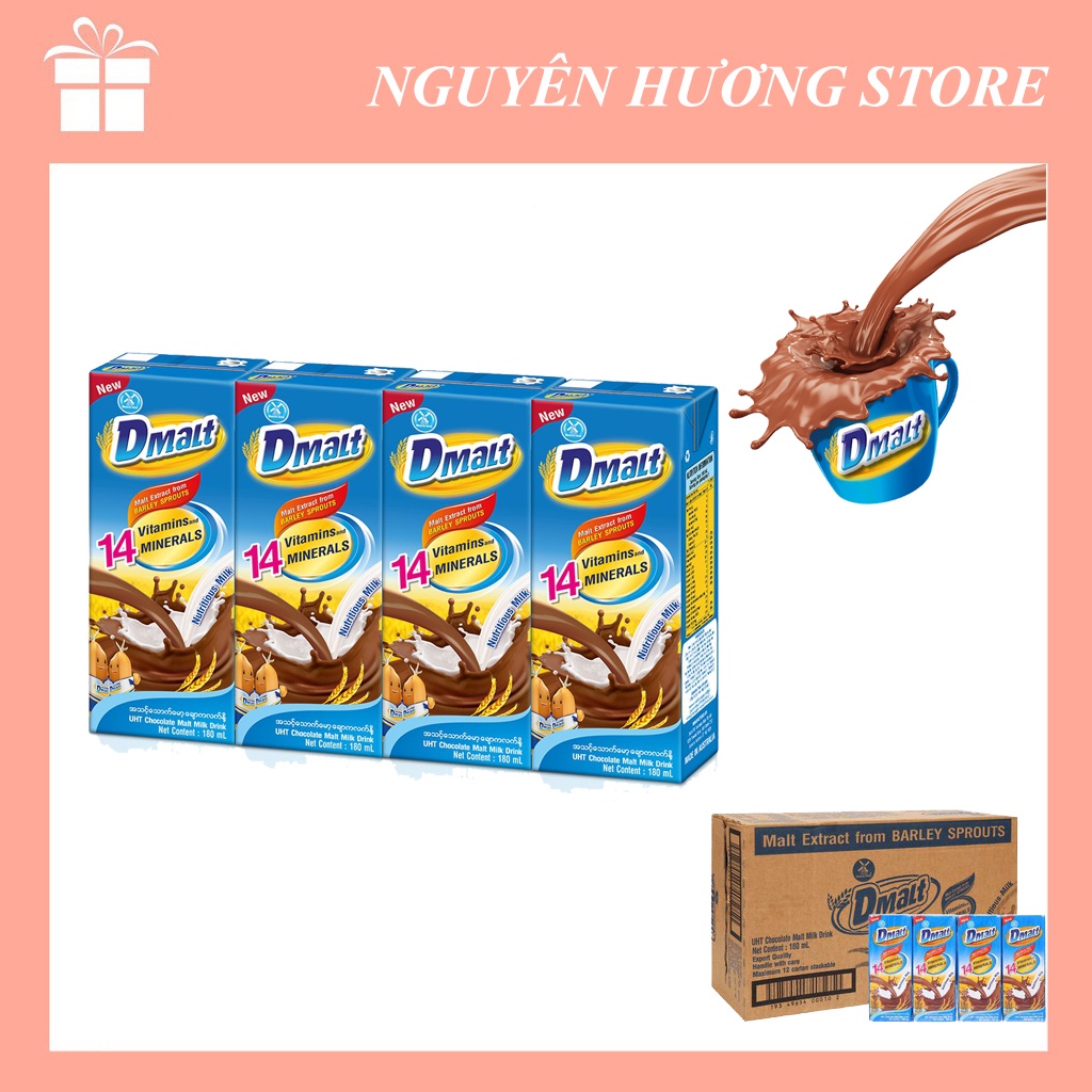 [1 lốc] Sữa lúa mạch cacao DMalt - nhập khẩu Úc | 4 hộp x 180ml