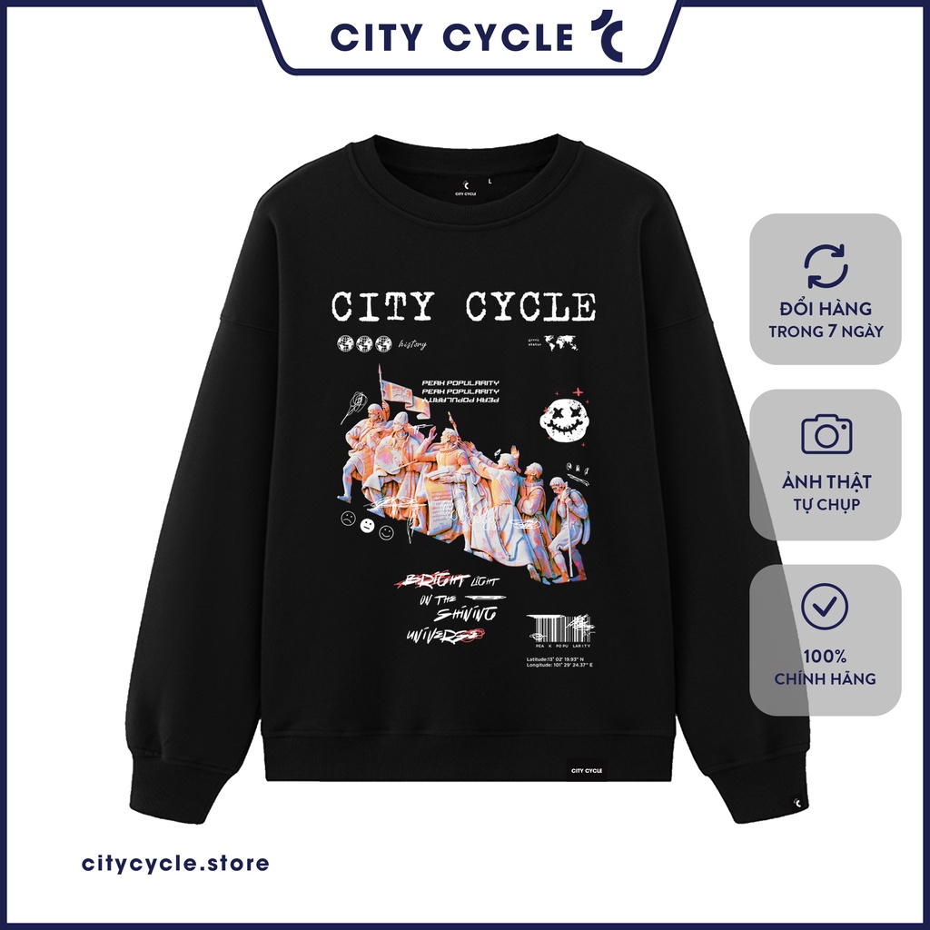 Áo sweater nỉ Popularity City Cycle - áo nỉ sweater unisex form rộng in hình Local Brand