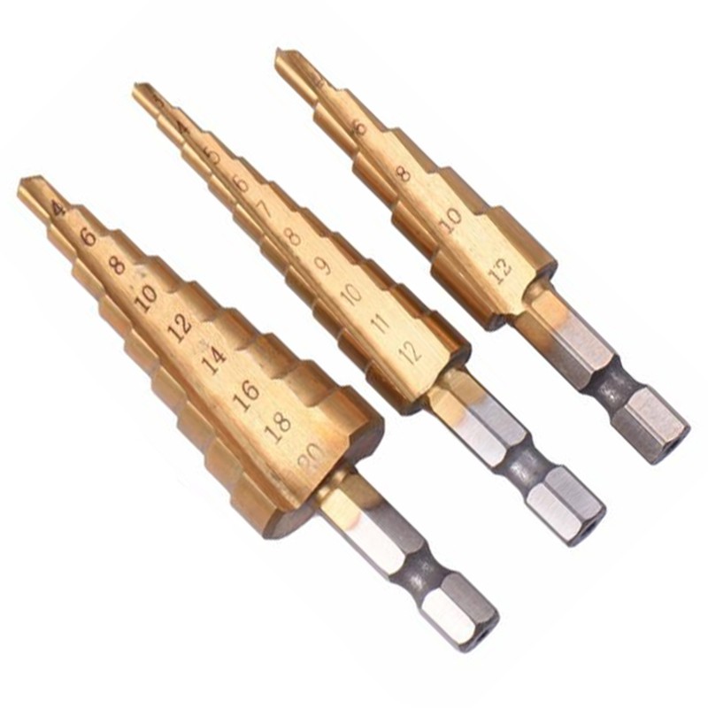 Set 3 đầu khoan thép tốc độ cao HSS kích thước 3-12 4-12 4-20mm 1/4 inch