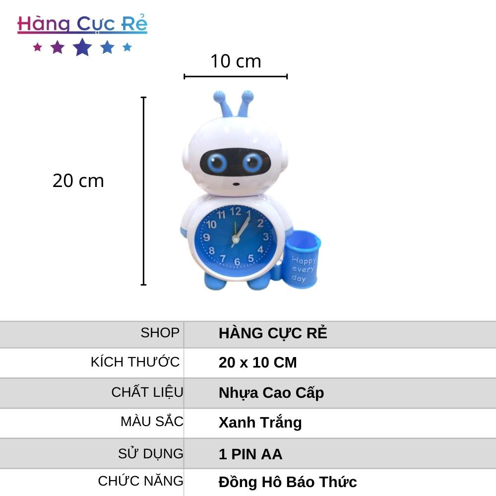 Đồng hồ báo thức để bàn RoBot mini đẹp cute, có hộp đựng viết HCR168 - Shop Hàng Cực Rẻ