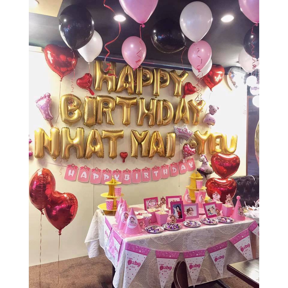 Bóng chữ và số sinh nhật size 40cm tên bong bóng kiếng phụ kiện sinh nhật đám cưới, happy birthday wedding Foil balloon