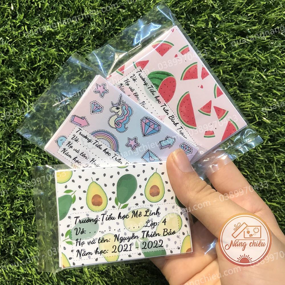 Nhãn vở hình quả bơ- Nhãn vở in ảnh con yêu_ Nhãn dán có keo sẵn