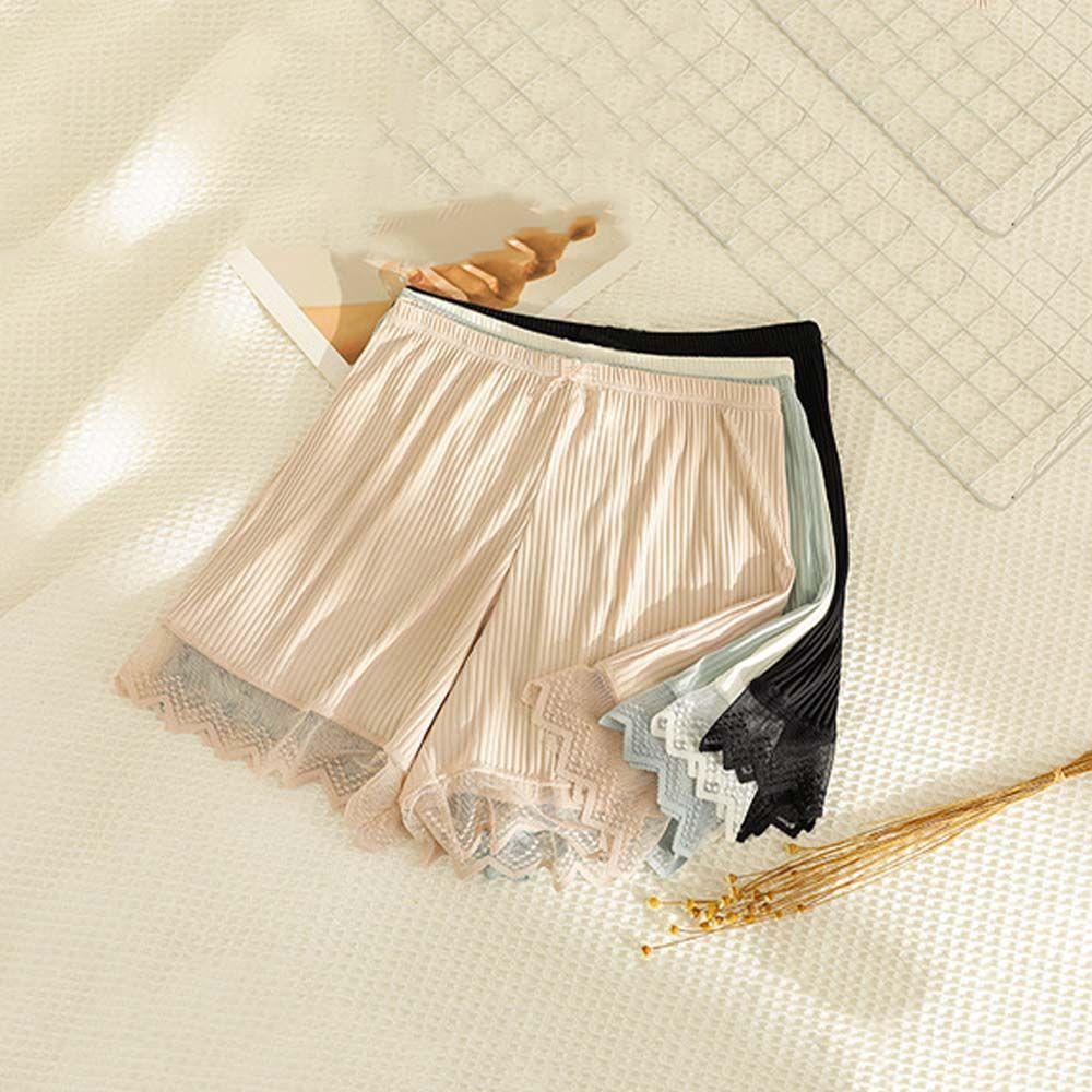 Quần Short An Toàn Dáng Rộng Vải Satin Phối Ren Thời Trang Mùa Hè Cho Nữ