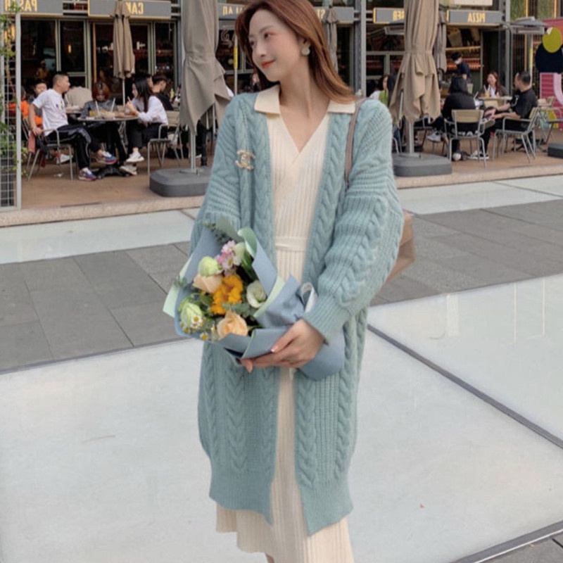 IELGY Áo Khoác cardigan Dệt Kim Họa Tiết Kim Cương Phong Cách retro Cho Nữ