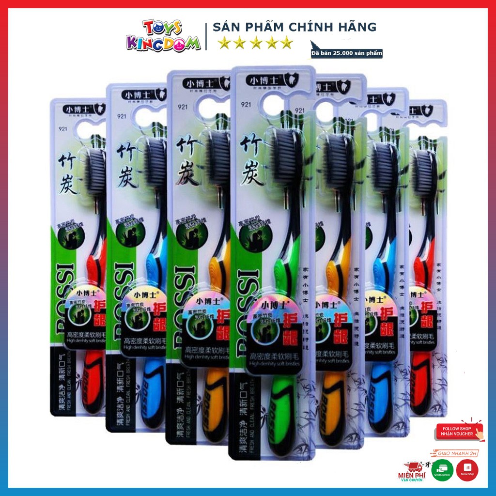Bàn Chải Đánh Răng, Bàn Chải Than Tre Than Hoạt Tính Bossi Hàn Quốc - Loại Cao Cấp