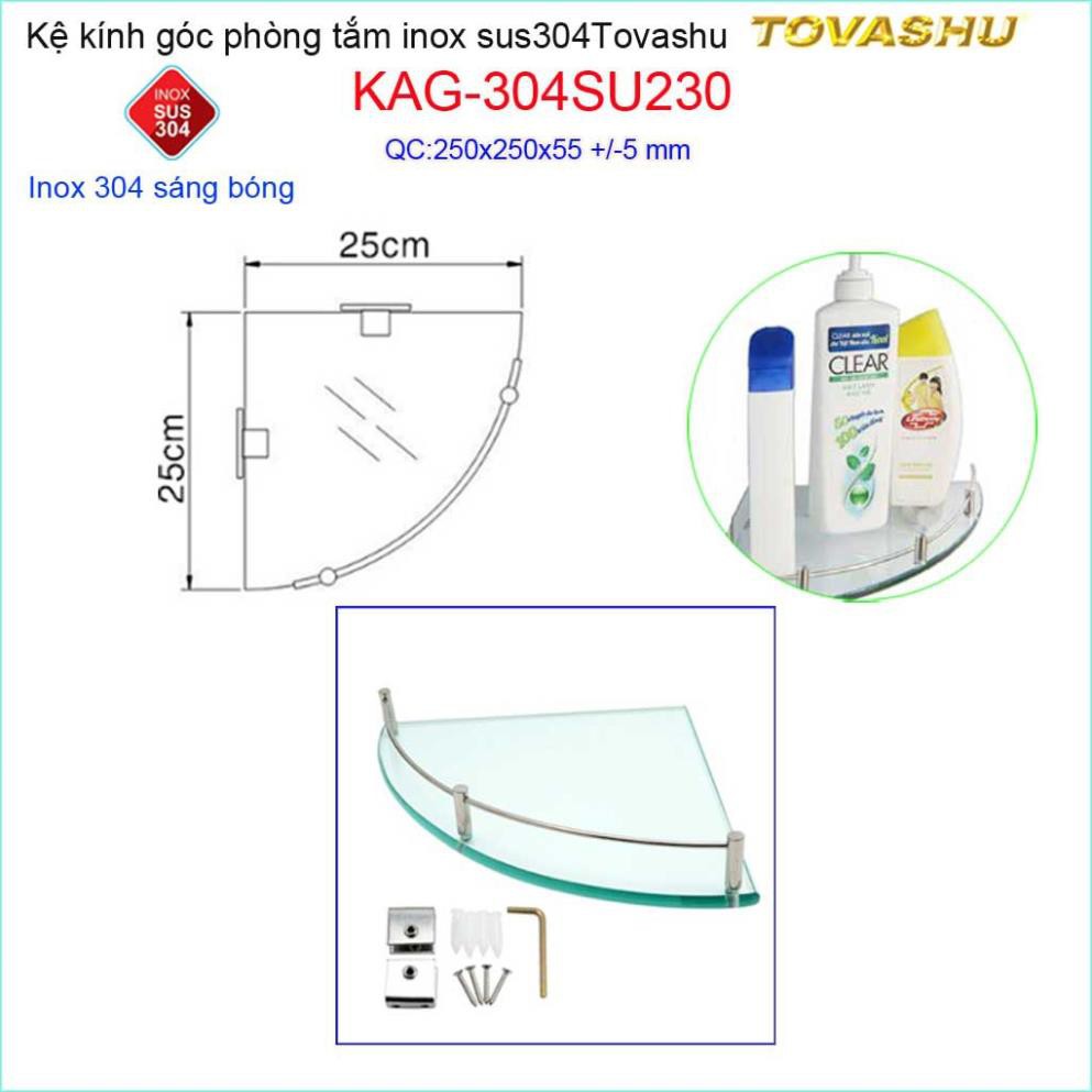 Kệ kiếng phòng tắm, kệ kiếng góc cao cấp Tovashu KAG-304SU230