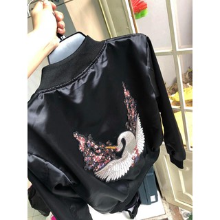 Áo khoác nữ bomber hình chim ưng