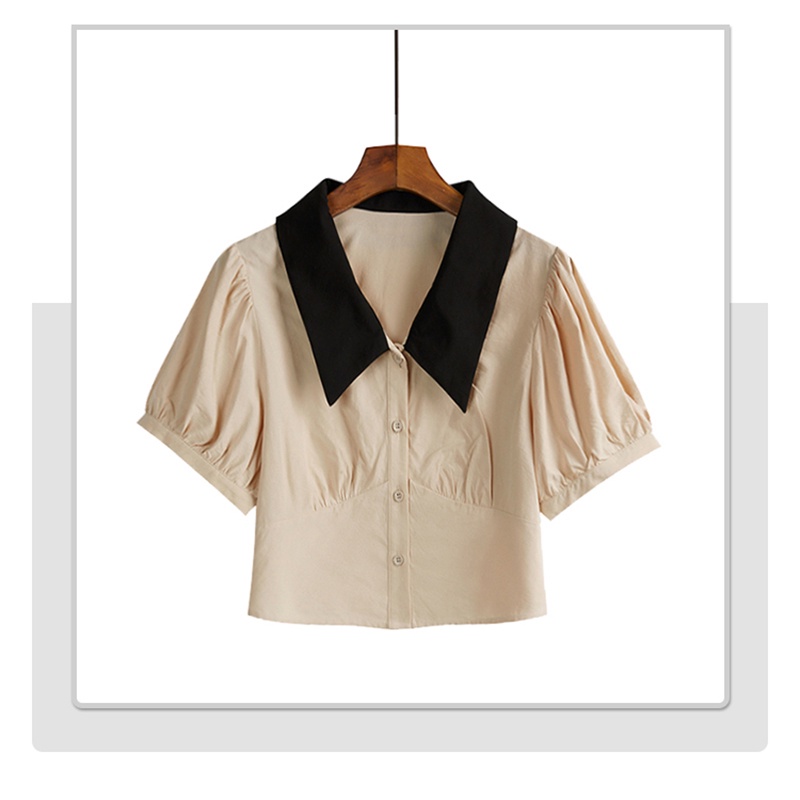 Áo Cộc Tay Sơ Mi Nữ Dáng Croptop Cổ Polo Tay Ngắn Bồng Thời Trang Sugal SO MI NU 014V2