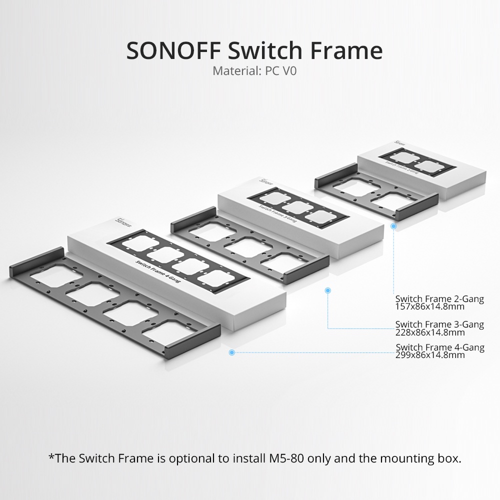 Khung gắn công tắc tường thông minh Sonoff SwitchMan M5 2/3/4 dễ dàng lắp đặt cho M5-80 PC V0