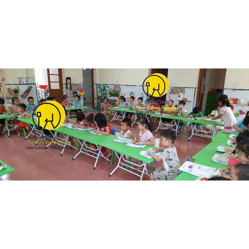 (Nhắn tin chọn màu) Combo 2 Bàn, 5 Ghế nhựa đúc Mầm Mon, Tiểu Học cho bé | BigBuy360 - bigbuy360.vn