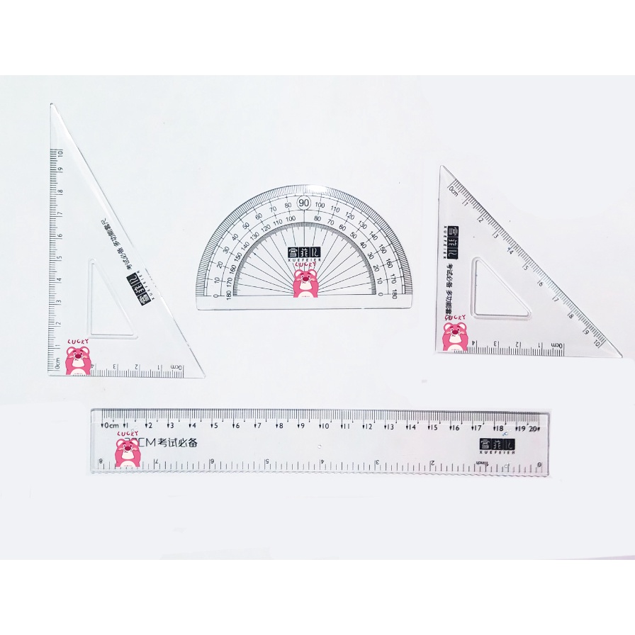 Bộ eke thước kẻ gấu dâu tây lotso thỏ stella cáo lina in hình màu EKNI41 công chúa hoạt hình cute dễ thương DF friends