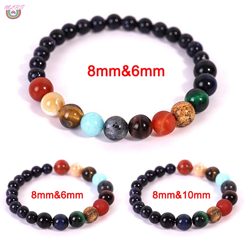 Vòng tay chuỗi hạt đá Chakra hình hành tinh vũ trụ cho nam và nữ