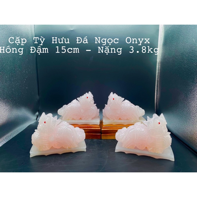 Cặp Tỳ Hưu Đá Ngọc Onyx Hồng Phong Thuỷ
