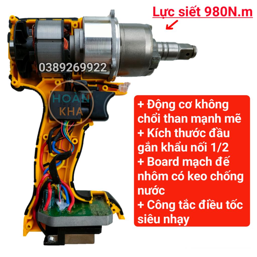 Máy siết bulong pin 20v 980N.m, không chổi than, lực siết mạnh, tốc độ cao