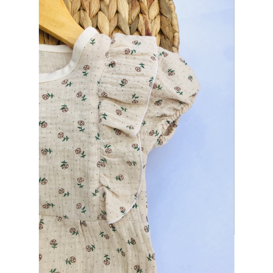 Bodysuit cho bé gái sơ sinh 6 tháng đến 2 tuổi BABY112.VN kiểu hàn quốc chất liệu muslin hoa nhí đỏ mát mịn B006