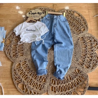 🔥Set Bộ Quần Baggy Nắp + Crop Rút Dây