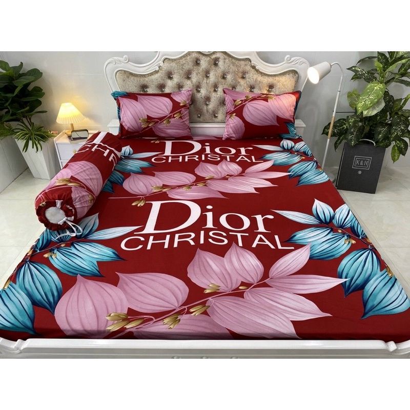 Bộ Drap thun Hàn Quốc mẫu DIOR phối lá 8 màu