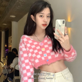  【Cocory】 Áo Khoác Cardigan Tay Dài Phong Cách Retro Quyến Rũ Cho Nữ