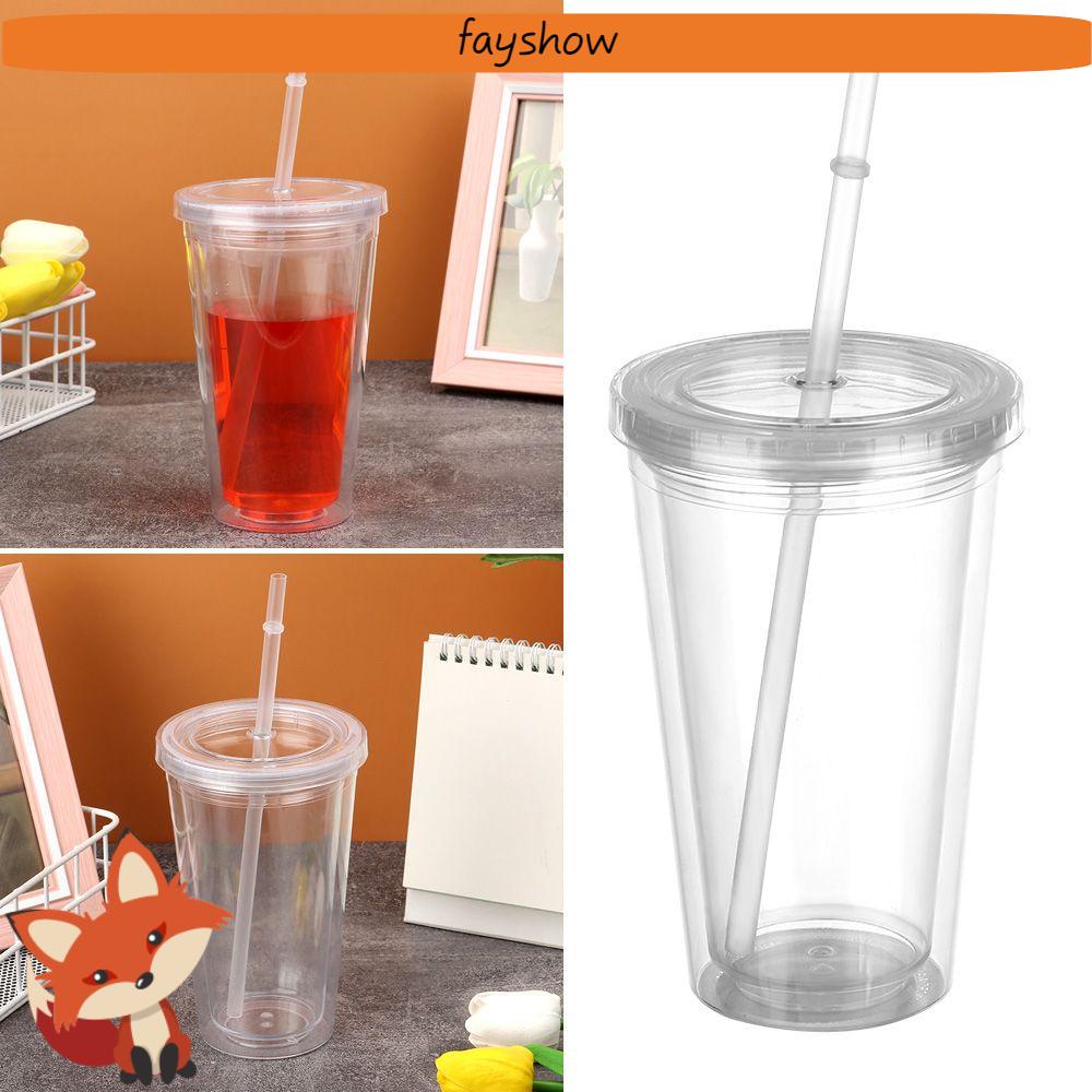 Cốc Nhựa Hai Lớp Trong Suốt Có Nắp Và Ống Hút Tái Sử Dụng Được Cho Hoạt Động Ngoài Trời