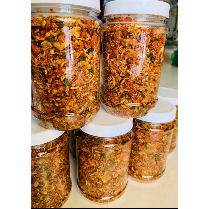 [Tặng 50gr Bánh Tráng] 4 Trong 1,Hũ 200gr Muối, Tép, Hành Phi, Hành Lá Giòn Thơm Để ăn Bánh Tráng