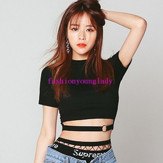 Áo croptop tay ngắn ôm dáng thời trang và quyến rũ cho nữ
