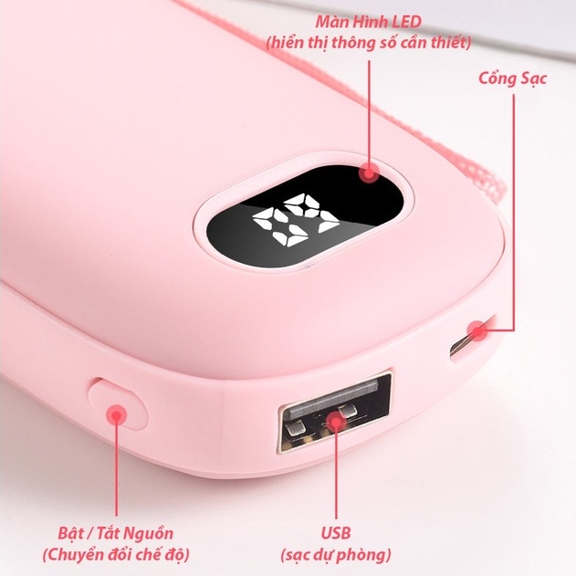Máy sưởi ẩm tay hoạt động đến 6 tiếng, kiêm pin sạc dự phòng 6000mah