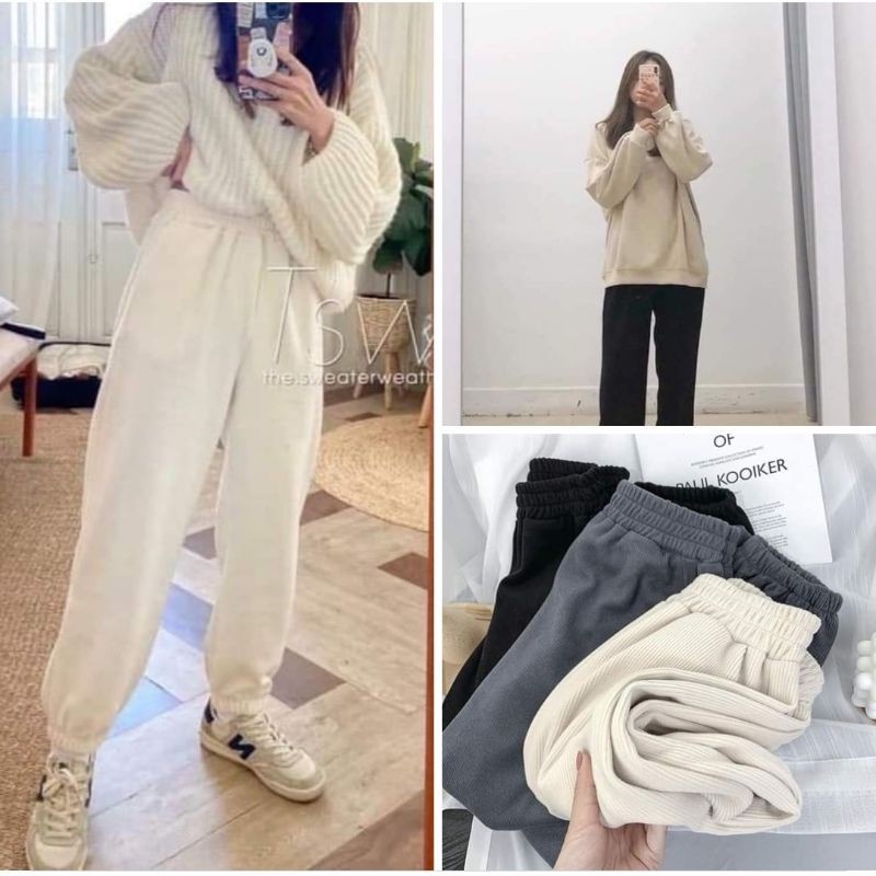 [Ảnh thật/Video] Quần jogger bo gấu chất nhung tăm sịn Hàng chất lượng cao