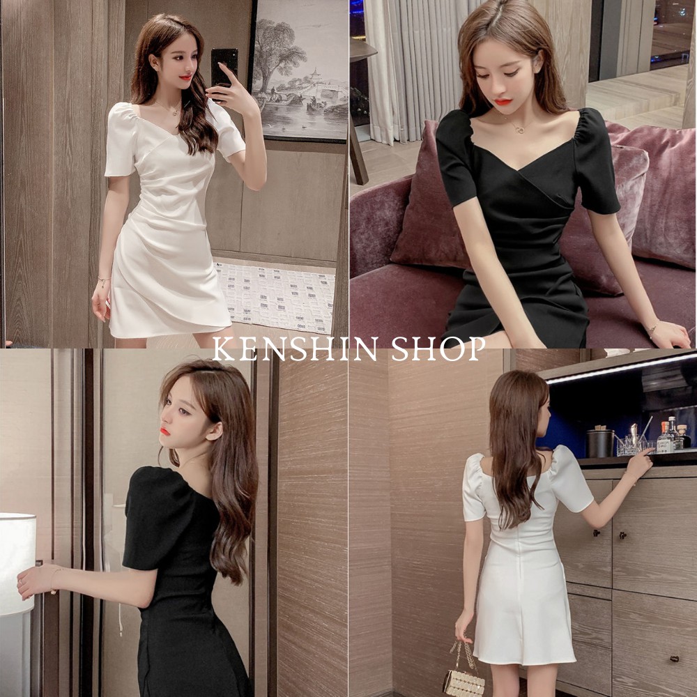 Váy Nữ, Váy Nữ Tay Bồng Nhún Eo Kiểu Hàn Quốc KENSHIN SHOP