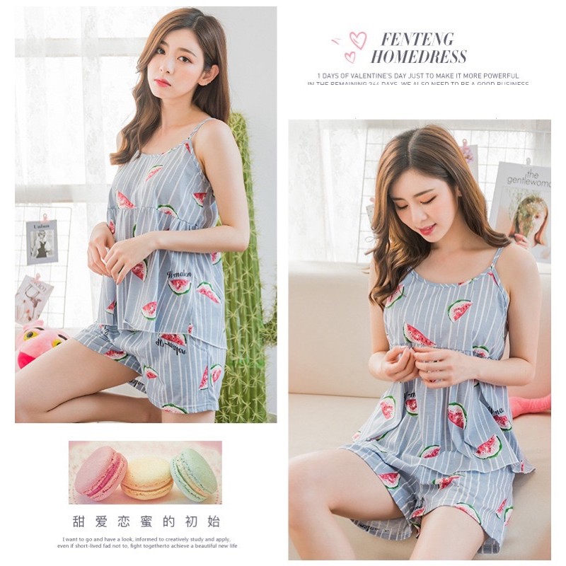 MS178 Bộ ngủ mặc nhà 2 dây Quảng Châu
