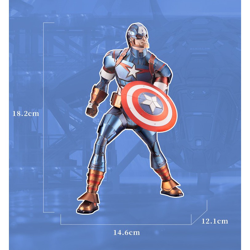 Mô hình lắp ghép 3d kim loại  captain america cỡ lớn( bản piececool) (có sẵn) + tặng kèm 1 mẫu 60k tự chọn