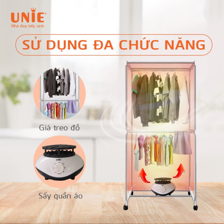 Tủ sấy quần áo UNIE UE-688 công suất 900W sấy khô nhanh tiết kiệm điện an toàn cho gia đình