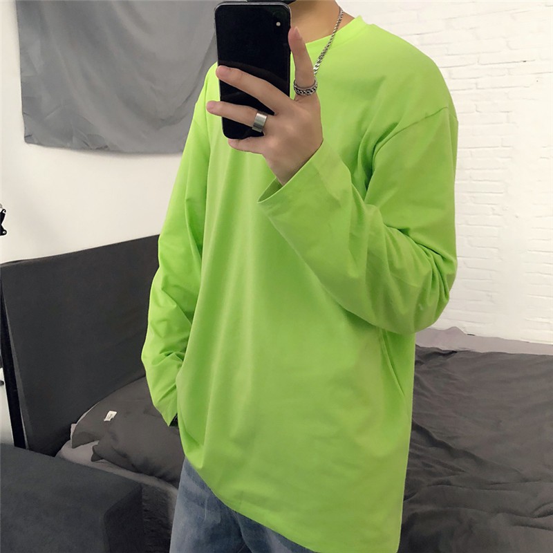 Áo Thun Tay Dài Màu Sắc Đơn Giản Cho Nữ 226672Áo Thun Dáng Rộng Màu Sắc Tươi Sáng Thời Trang Cho Cặp Đôi