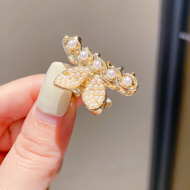 Kẹp Tóc Kim Loại Hình Tai Thỏ Đính Ngọc Trai Giả Thời Trang Hàn Quốc