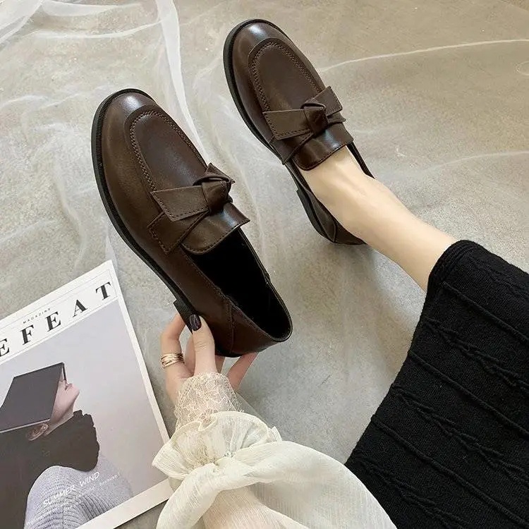 Giày lười da mềm mũi vuông thời trang thanh lịch cho nữ