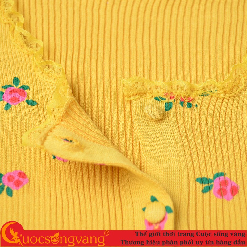 Áo len dệt kim phối ren áo croptop len GLA317 Cuocsongvang