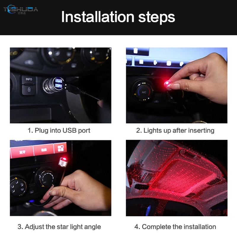 Đèn led usb Ánh Sáng Bầu Trời Sao Gắn Nóc Xe Hơi Trang Trí Nội Thất