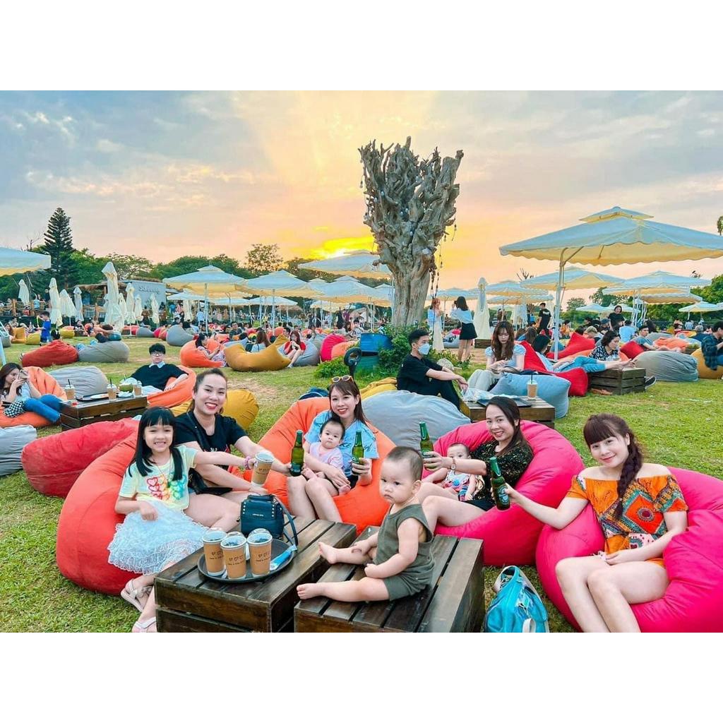 Vỏ ghế lười hạt xốp chống thấm dành cho bãi biển, camping, cafe đủ màu sắc và kích cỡ
