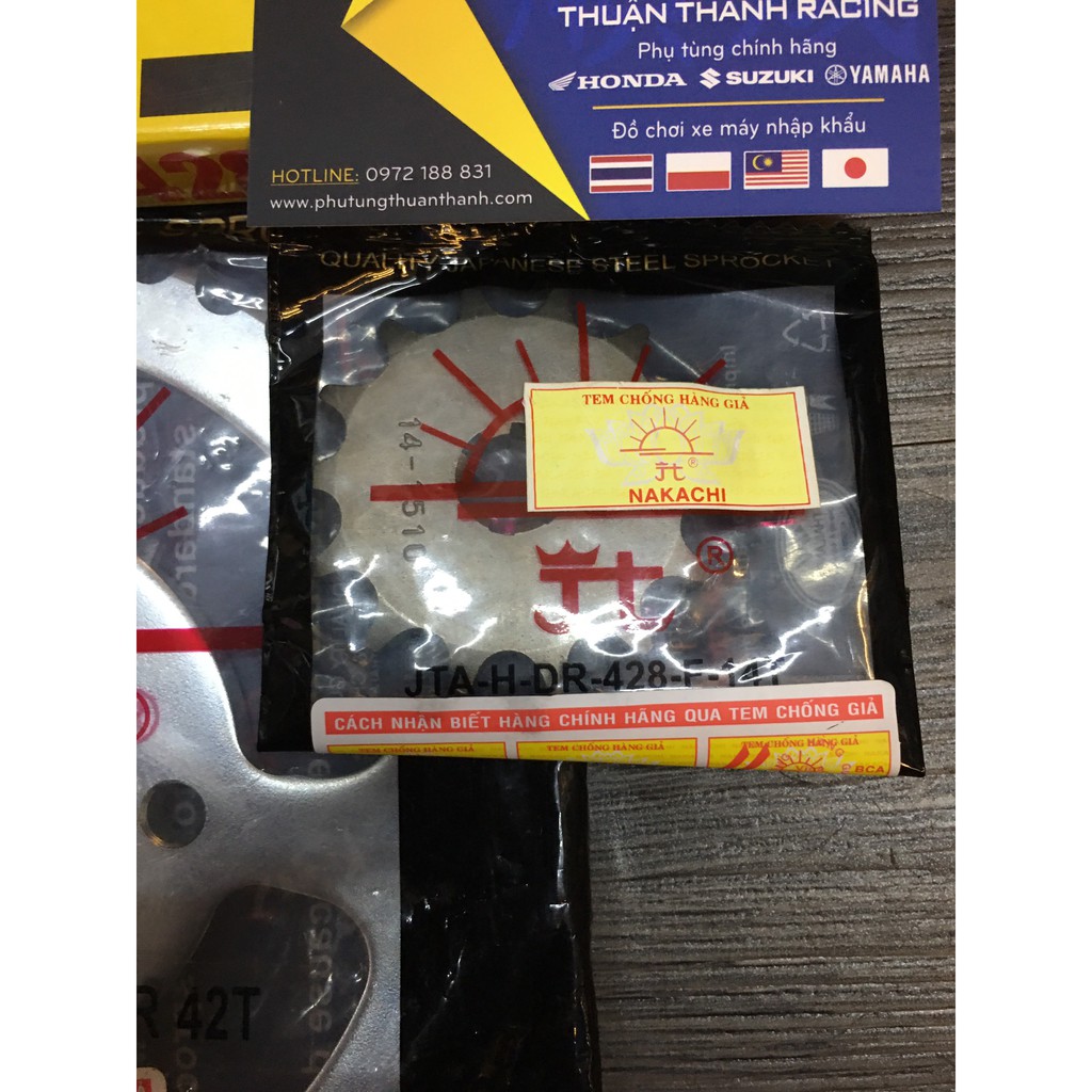 Nhông sên dĩa sport 9ly - Sên DD đen/Dĩa MT/ Nhông MT - Xipo/Satria