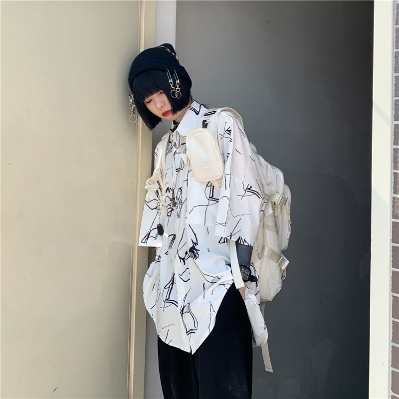 Áo Sơ Mi Tay Ngắn In Họa Tiết Vẽ Tay Độc Đáo Phong Cách Unisex 153386 | BigBuy360 - bigbuy360.vn