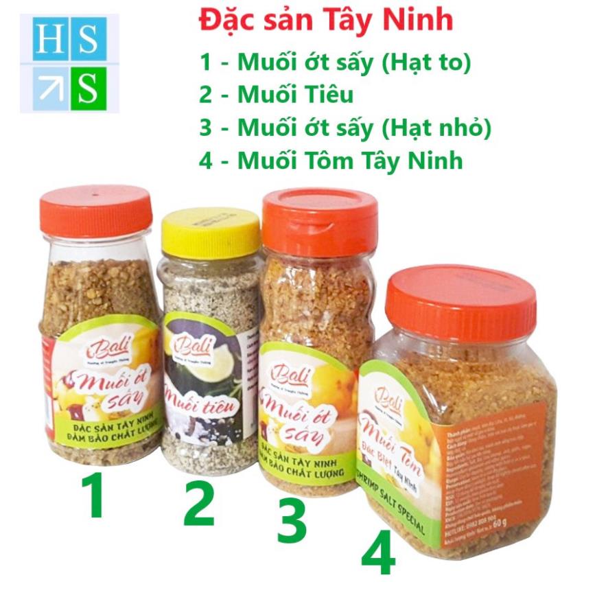 ( Bán sỉ ) Muối TÔM , Muối TIÊU , Muối ỚT đặc sản Tây Ninh (Lọ 60g , ăn CHAY , ăn mặn đều dùng được) - HS Shop Thủ Đức