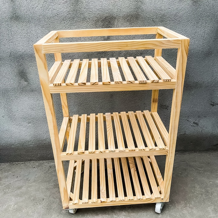 [GIÁ TẠI XƯỞNG] Kệ đẩy có bánh xe đa năng gỗ thông, dùng cho bệnh viện , spa , phòng khám, homstay  tự lắp ráp