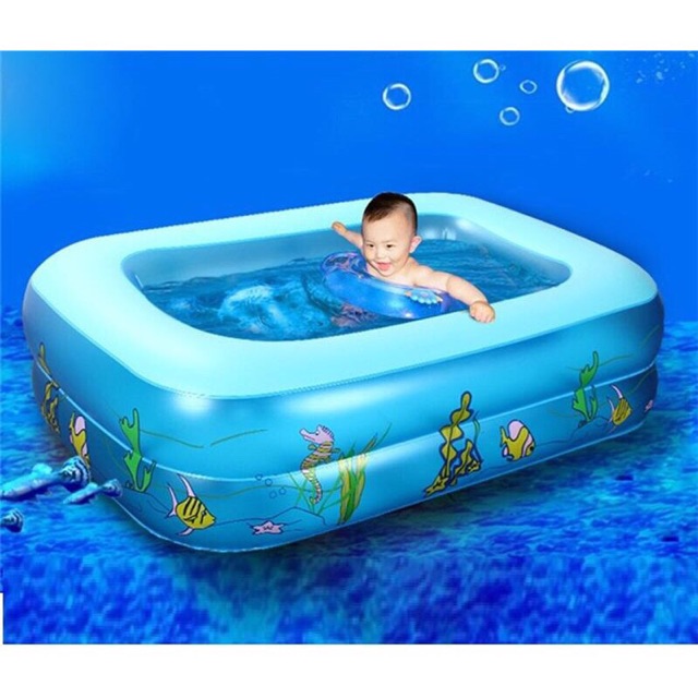 Bể bơi cho bé cao cấp hình chữ nhật đủ kích cỡ 2-3 tầng đáy 2 lớp chống trượt bền đẹp tặng kèm máy bơm