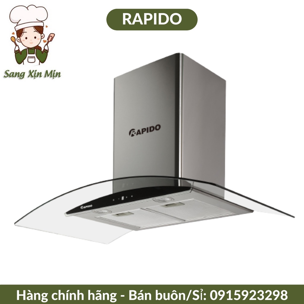 Hút mùi Rapido RH-700CD kính cong, điều khiển điện tử hàng chính hãng