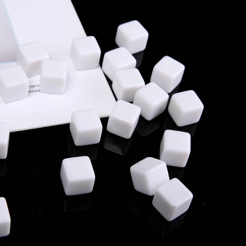 10 viên xí ngầu trắng trơn không số dùng tương tác boardgame